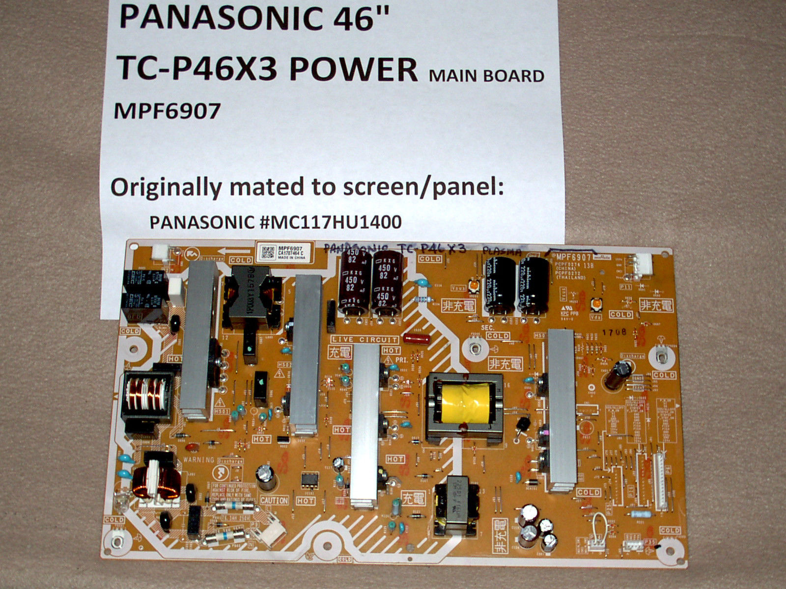 PANASONIC 46" model TC-P46X3, MAIN POWER SUPPLY BOARD, MPF6907 New